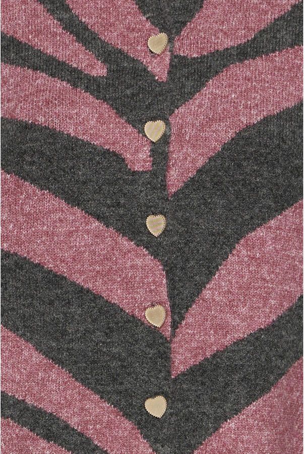 ICHI gestreepte gebreid vest roze - Foto 2