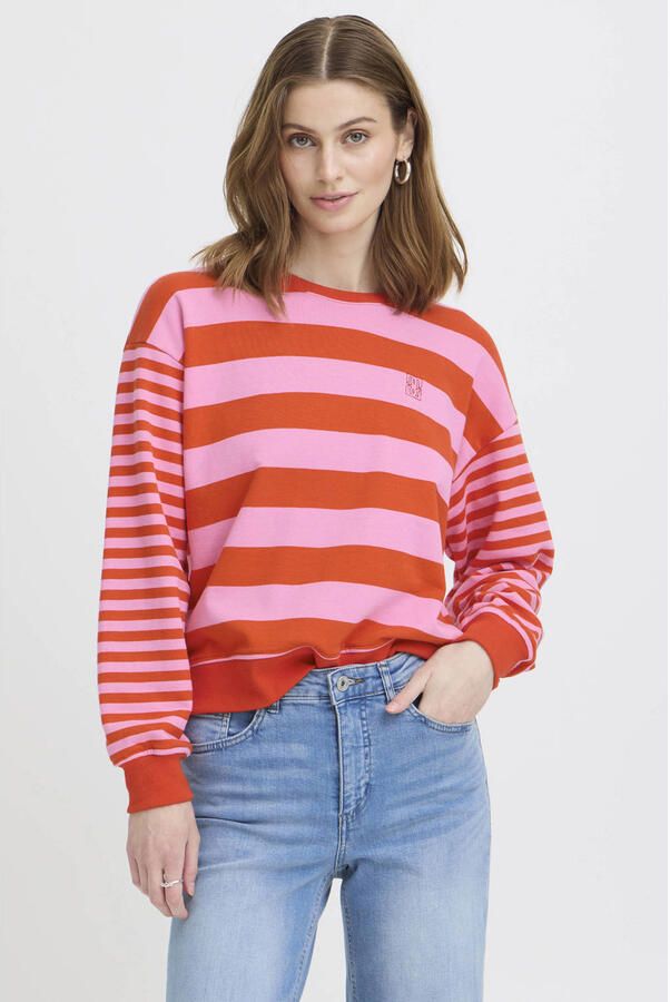 ICHI gestreepte sweater rood