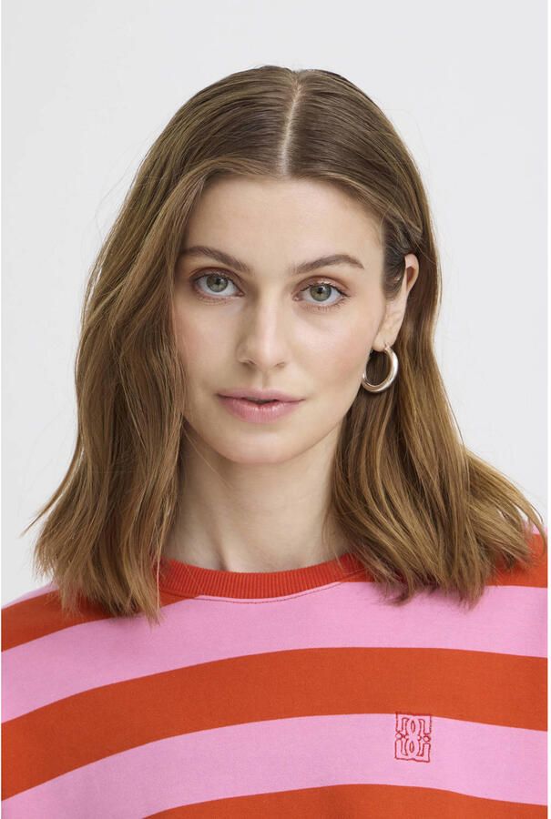 ICHI gestreepte sweater rood - Foto 2