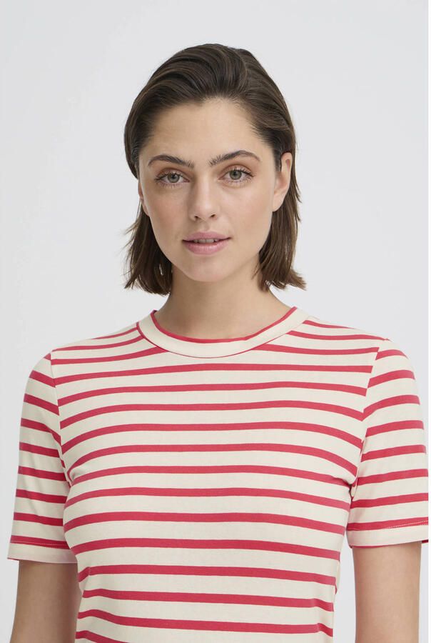 ICHI gestreepte top rood
