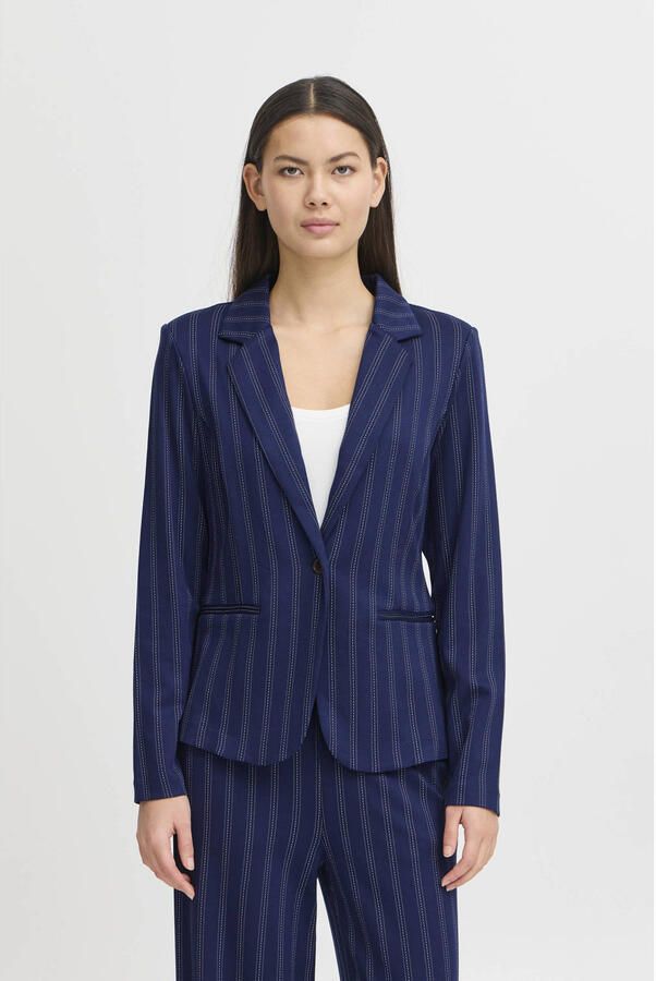 ICHI getailleerde blazer donkerblauw
