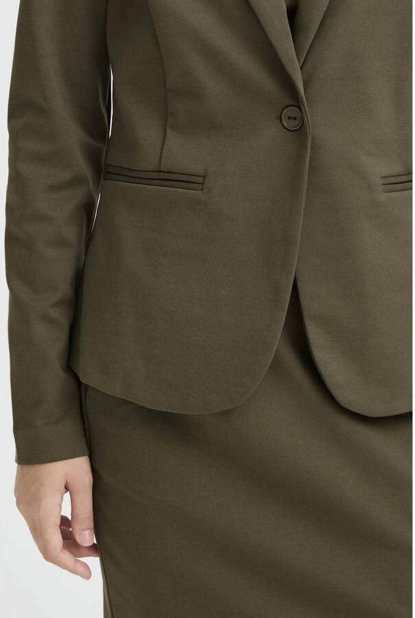Ichi Elegante Jacquard Blazer Jas Zwart Lizard Green Dames - Foto 2