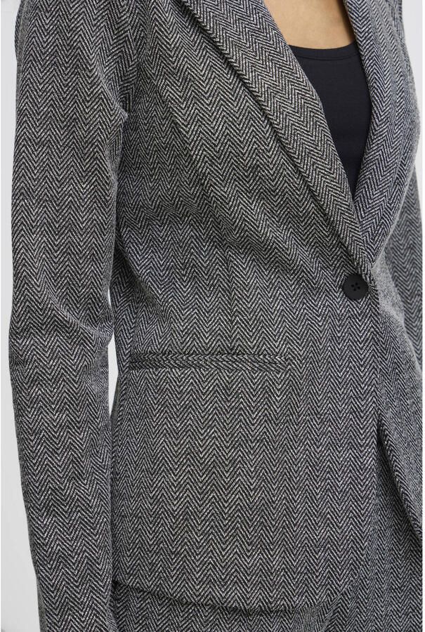 ICHI getailleerde blazer IHKATE JACQUARD grijs - Foto 3