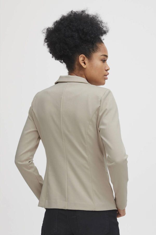 Ichi Beige Blazer met Reverskraag Beige Dames