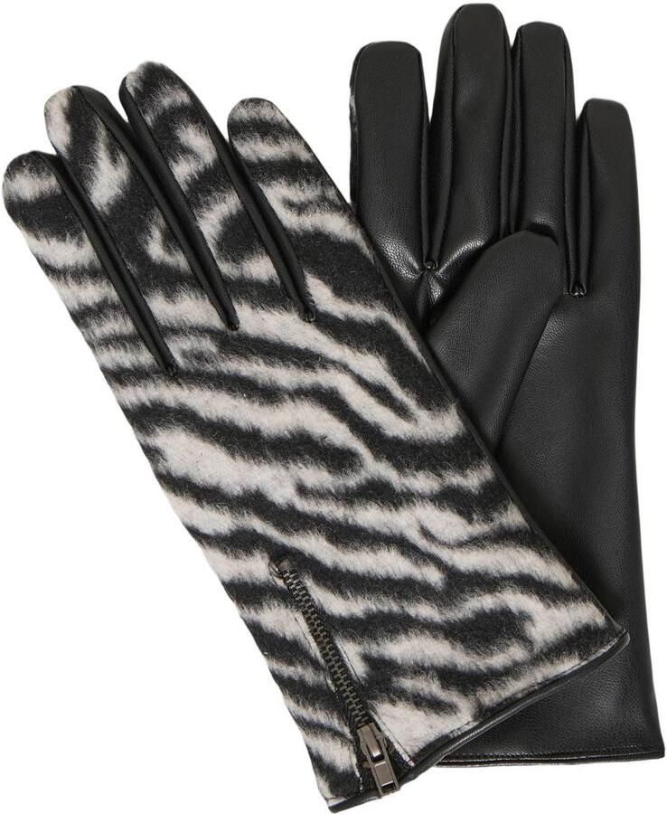 ICHI handschoenen IAEVONIA met zebraprint zwart