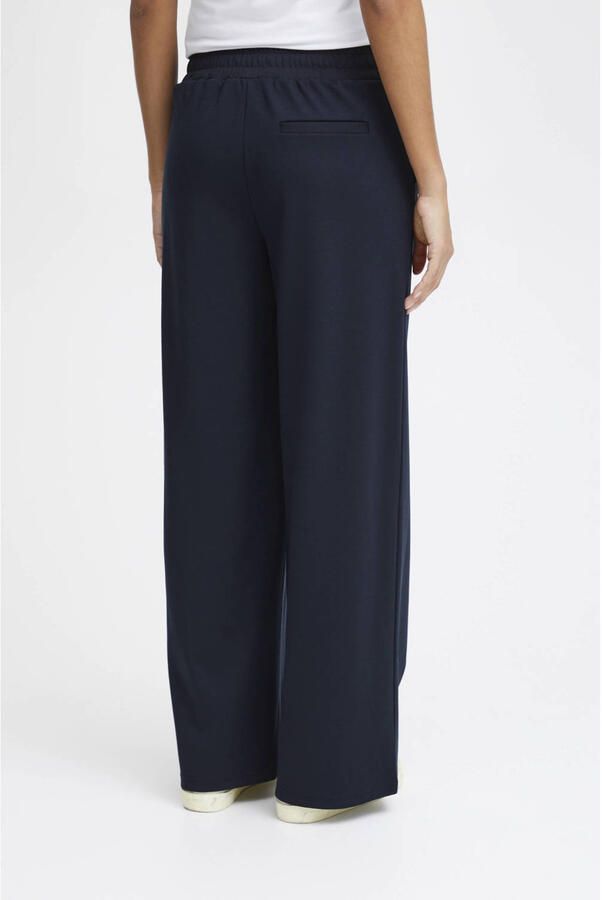 ICHI high waist wide leg pantalon IHKATE SUS LONG WIDE van polyester donkerblauw - Foto 3