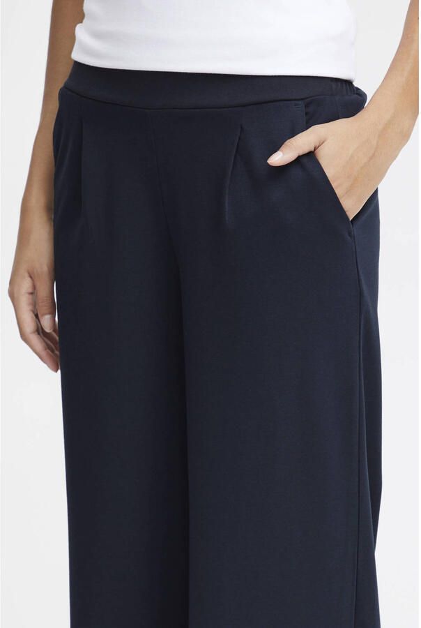 ICHI high waist wide leg pantalon IHKATE SUS LONG WIDE van polyester donkerblauw - Foto 2