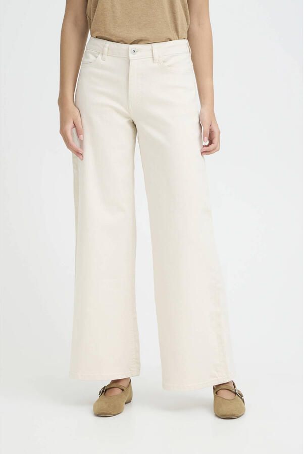 ICHI high waist wide leg jeans ecru