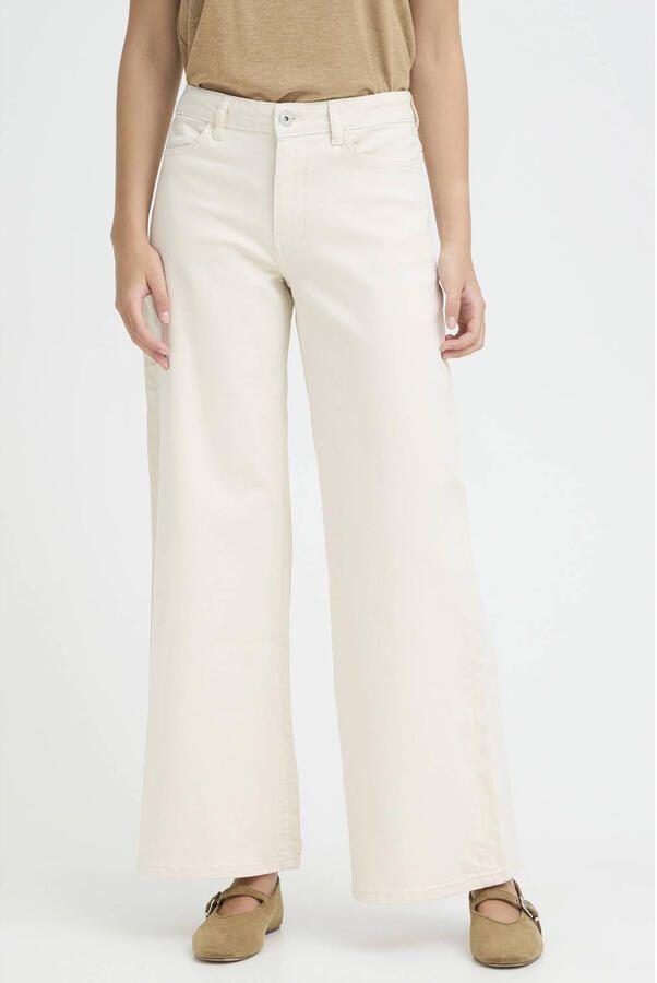 ICHI high waist wide leg jeans ecru - Foto 2