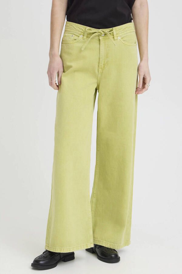 ICHI IHMIJALLA JA high waist wide leg jeans lichtgroen