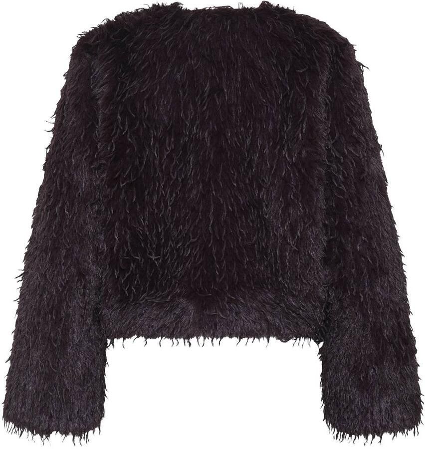 ICHI imitatiebont faux fur jas donkerpaars