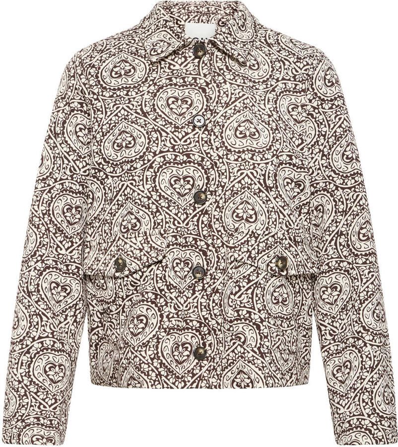 ICHI jas met print bruin ecru