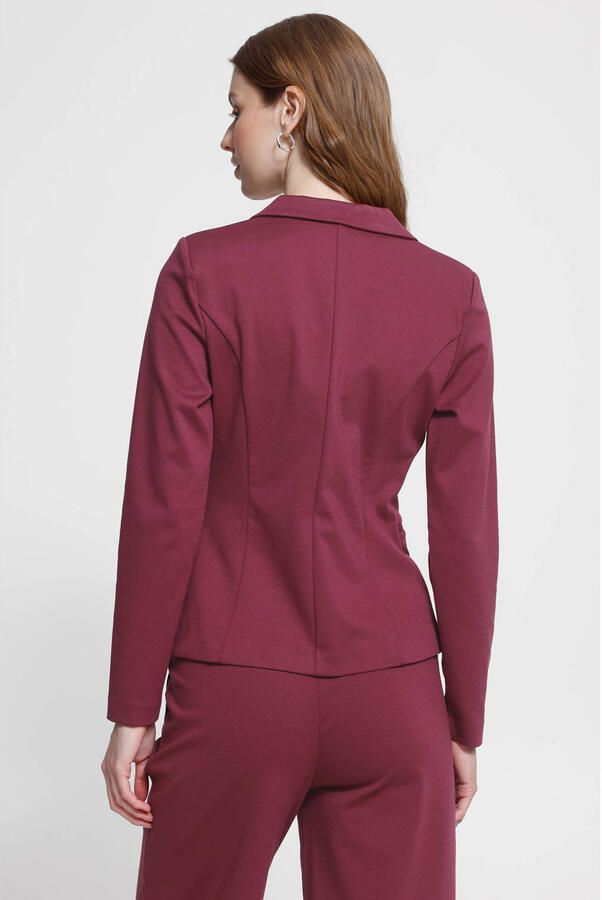 ICHI jersey getailleerde blazer donkerrood - Foto 3