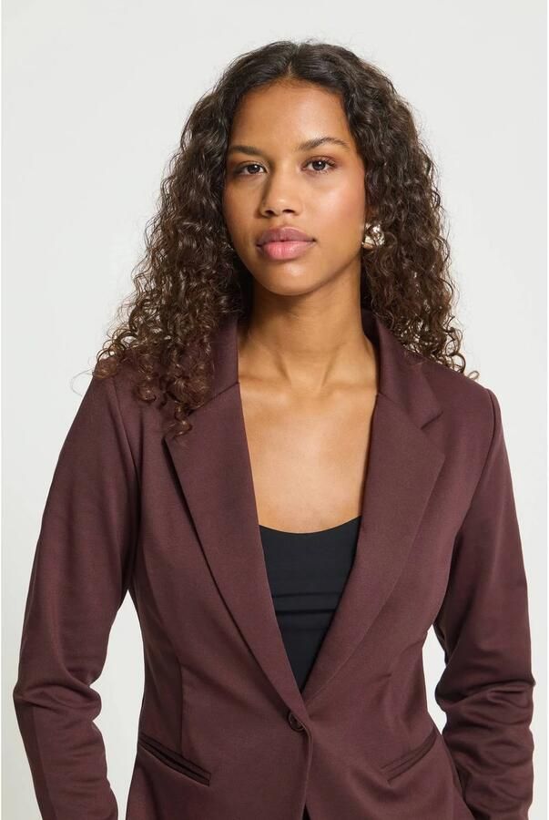 ICHI jersey getailleerde blazer donkerrood