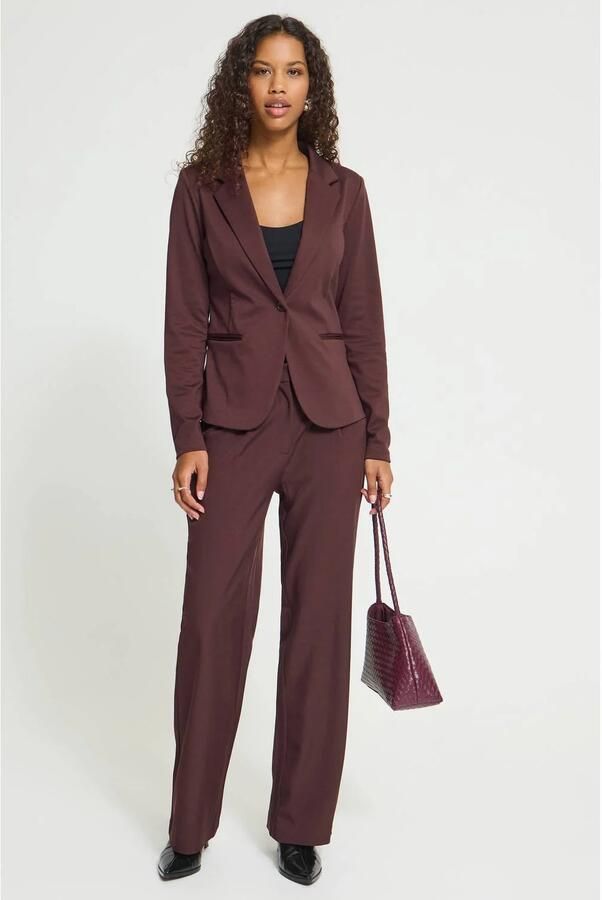 ICHI jersey getailleerde blazer donkerrood - Foto 3