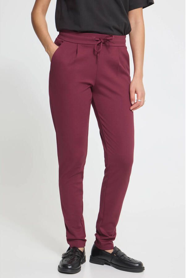 ICHI jersey regular fit pantalon donkerrood