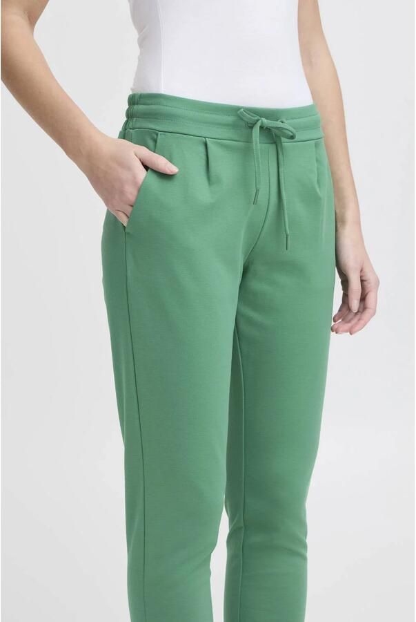 ICHI jersey regular waist casual broek groen