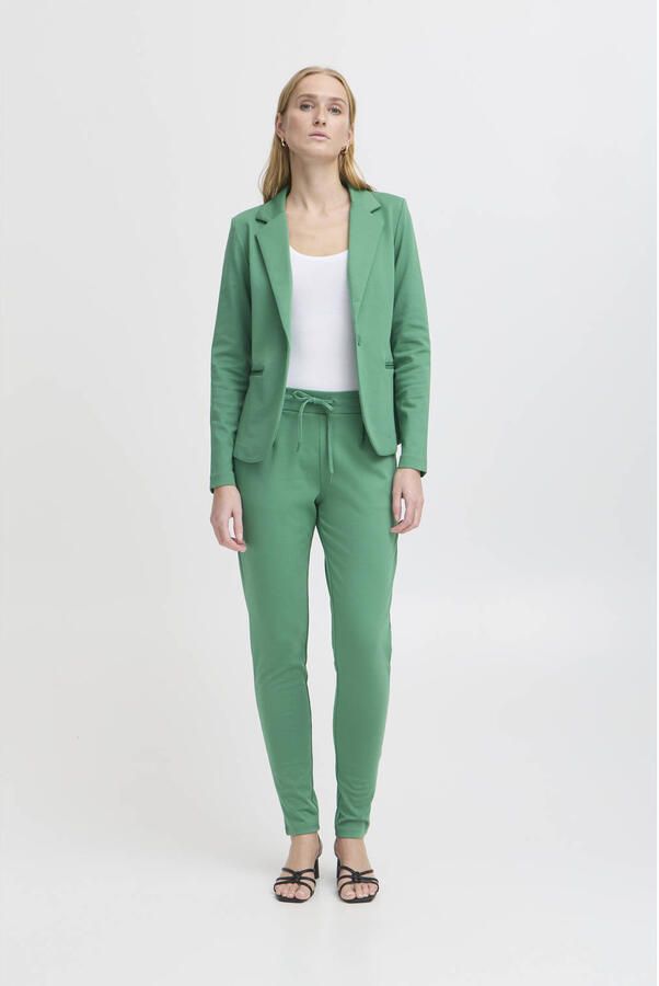 ICHI jersey regular waist casual broek groen - Foto 2