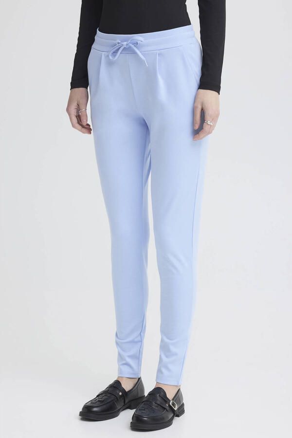 ICHI jersey regular waist casual broek lichtblauw