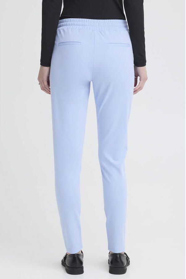 ICHI jersey regular waist casual broek lichtblauw - Foto 3