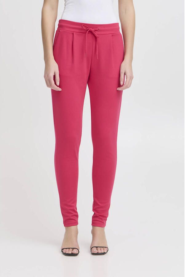 ICHI jersey regular waist casual broek roze - Foto 3