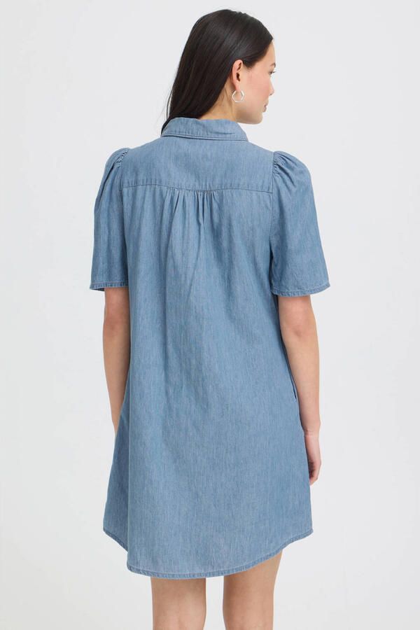 ICHI korte denim jurk lichtblauw - Foto 3