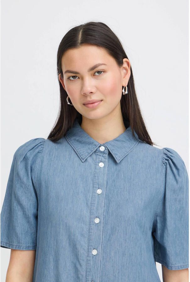 ICHI korte denim jurk lichtblauw - Foto 2