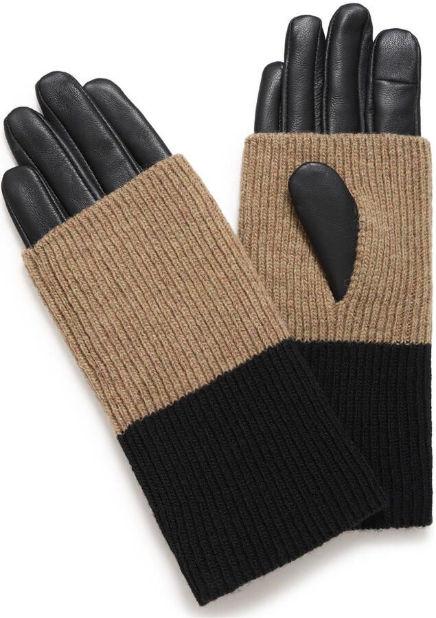 ICHI leren handschoenen IAMADISON zwart bruin