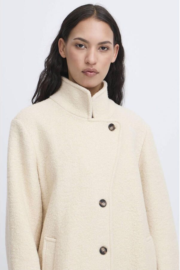 Ichi Relaxed fit lange jas van wolmix model 'Tipa'