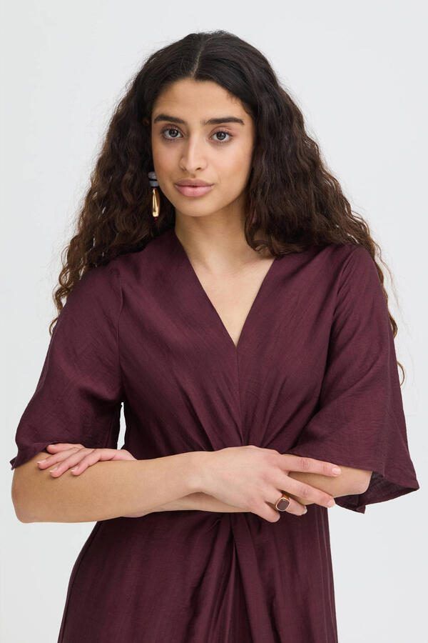 ICHI maxi wikkeljurk met knoopdetail