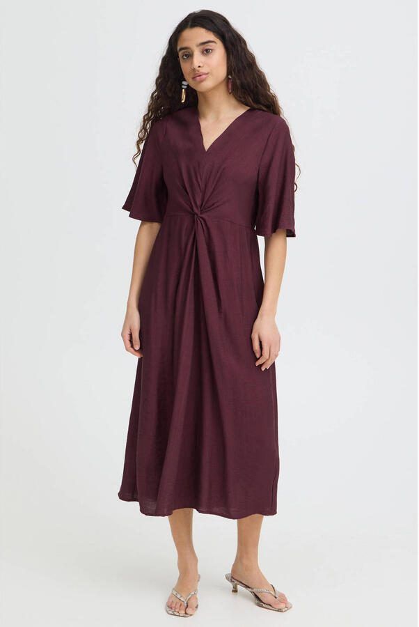 ICHI maxi wikkeljurk met knoopdetail - Foto 3