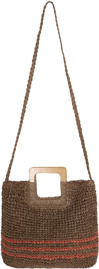 ICHI raffia handtas bruin - Foto 3