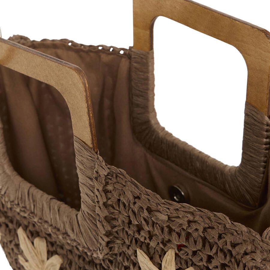 ICHI raffia handtas bruin - Foto 2