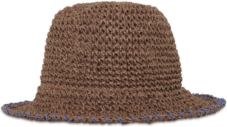 ICHI raffia hoed bruin