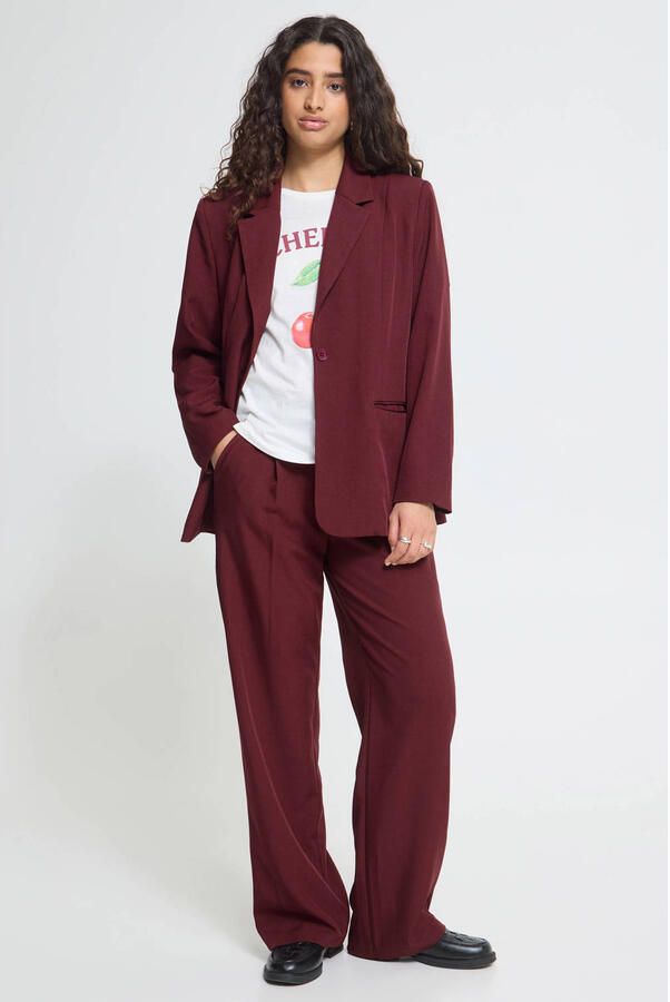 ICHI regular fit blazer donkerrood - Foto 3