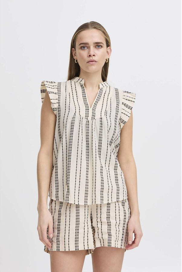 ICHI relaxed regular waist casual short ecru