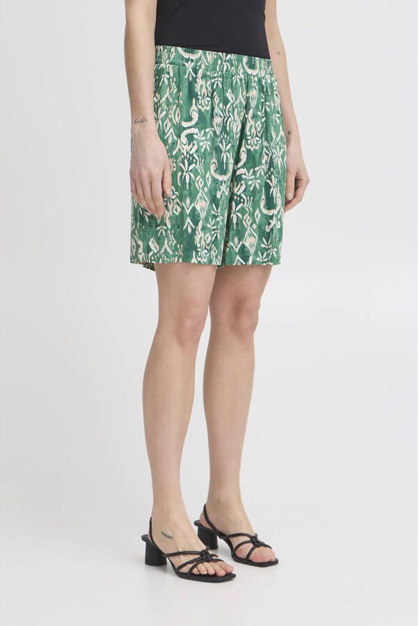 ICHI relaxed regular waist casual short groen