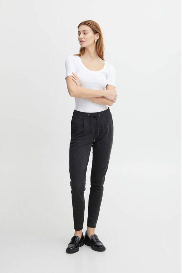 Ichi Grijze Sigarettenbroek Relaxte Pasvorm Gray Dames