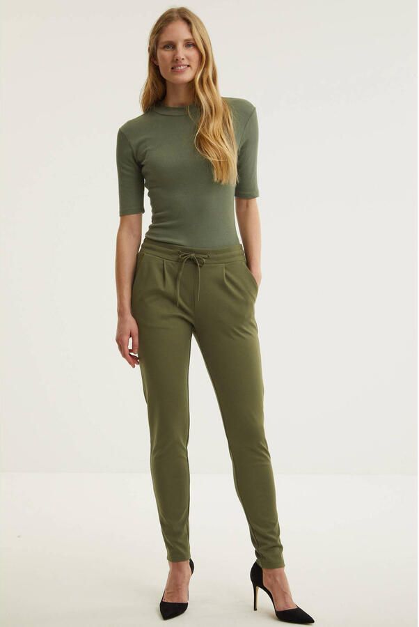 Ichi Groene vetersluiting achterzakbroek Green Dames