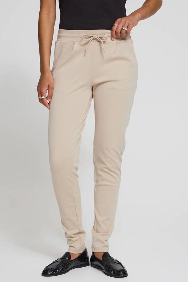 Ichi Beige Lace-Fastening Enkellange Broek Beige Dames