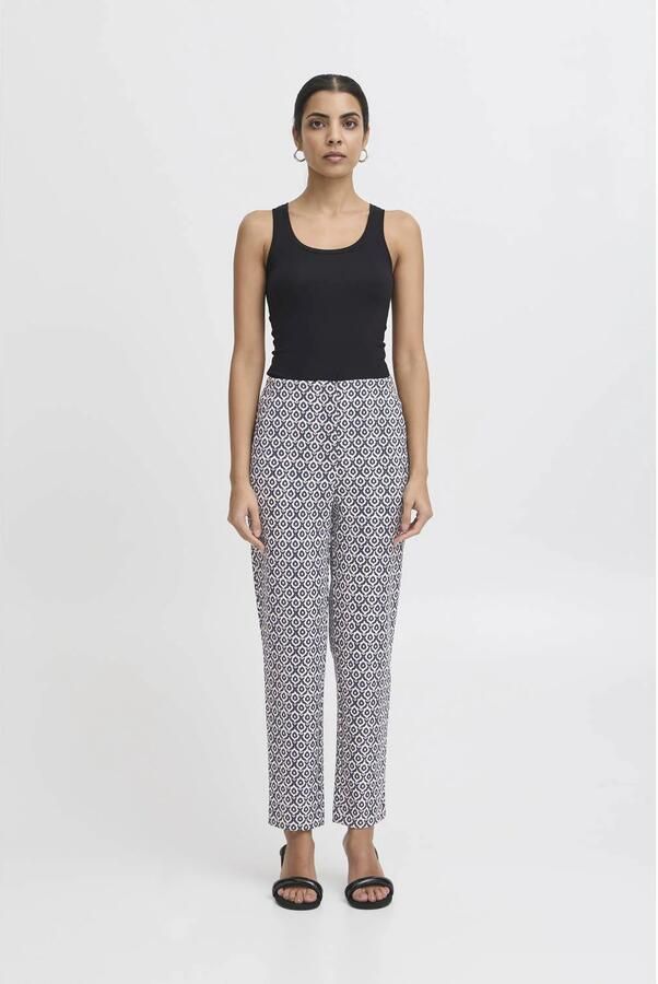 Ichi Hoge Taille Print Broek Eclipse Ikat Multicolor Dames