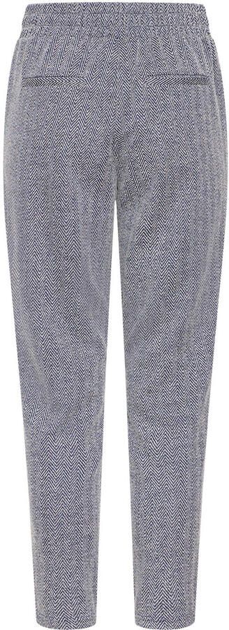 ICHI slim regular waist pantalon donkerblauw wit