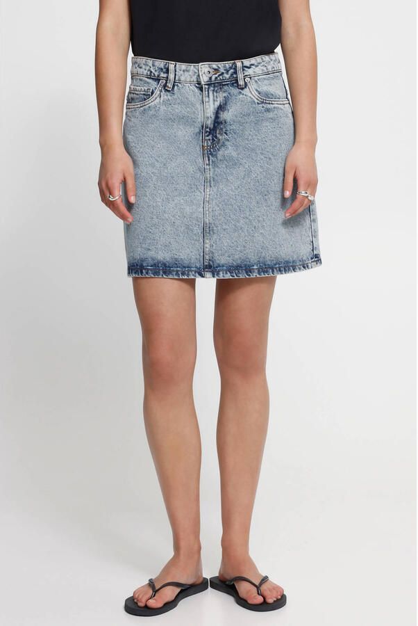 ICHI spijkerrok medium blue denim