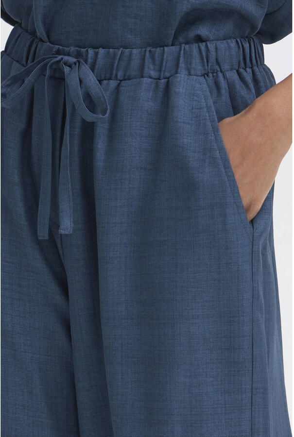 ICHI straight high waist casual broek blauw - Foto 3