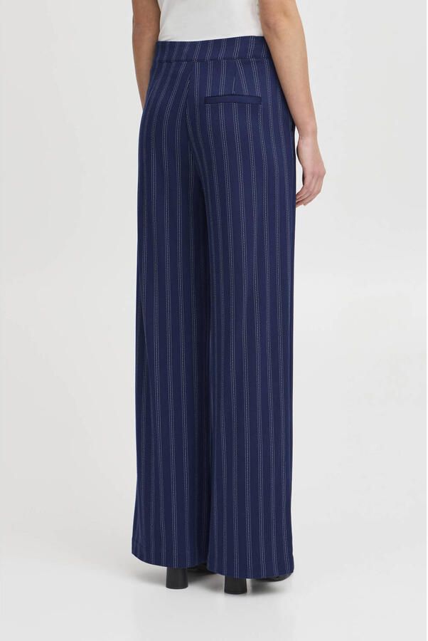ICHI straight high waist pantalon donkerblauw - Foto 2