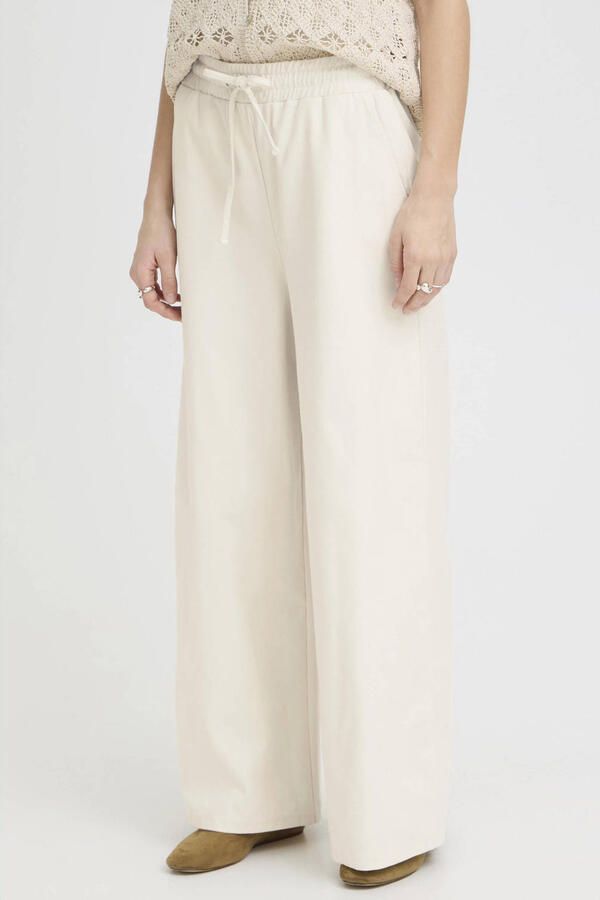 ICHI straight regular waist broek ecru