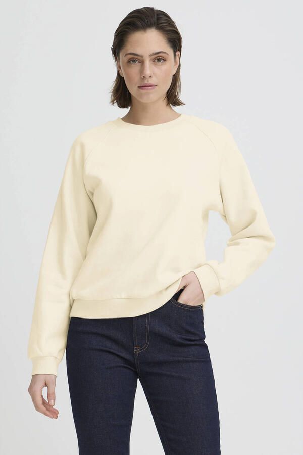 ICHI sweater met backprint ecru