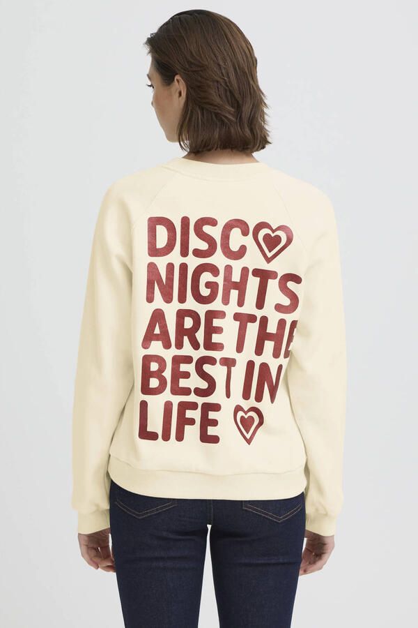 ICHI sweater met backprint ecru - Foto 2