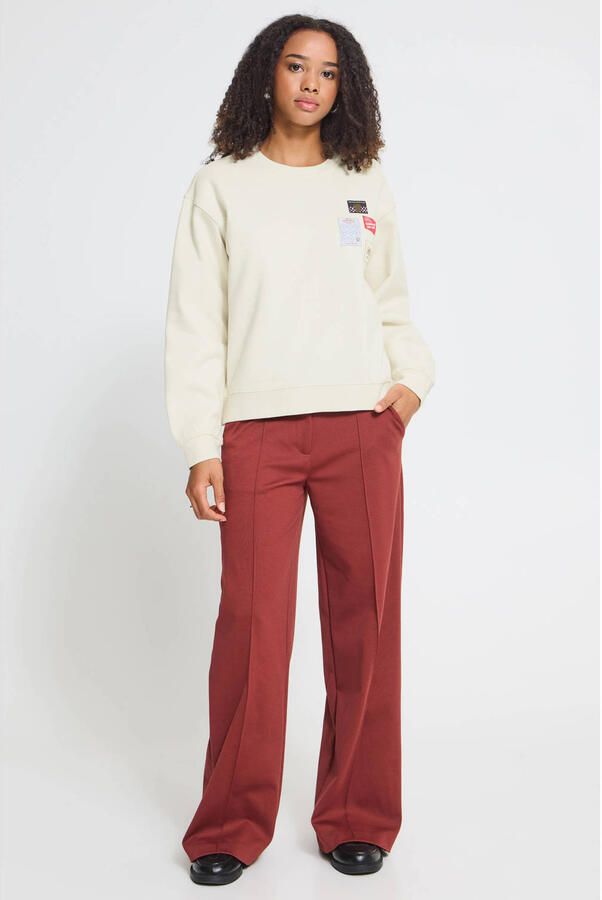 ICHI sweater met print ecru - Foto 2