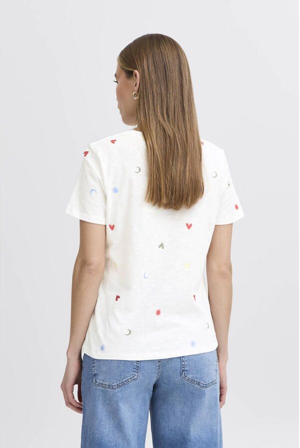 Ichi T-shirt met geribde ronde hals model 'OLYA'